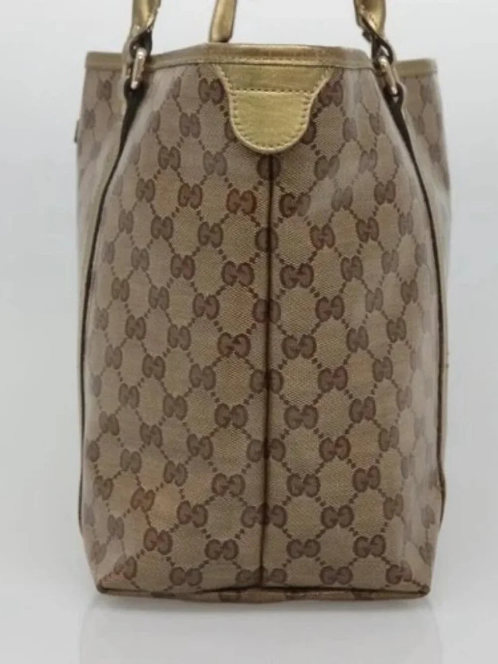 GUCCI GG Crystal Tote Bag Coated Canvas Beige Gold 197953 Auth ep9440
